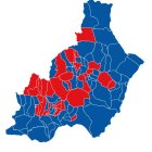 Mapa pintado de azul en la provincia de Almería tras la victoria del PP.