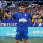 Nico Melamed celebra el ascenso del Espanyol. FOTO: David Ramírez