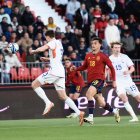 Marc Pubill en el partido que midió a España con Bélgica en el Estadio Mediterráneo.