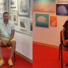 Antonio Garrido y Sandra Sáez, junto a sus obras en el Museo de Pintura.