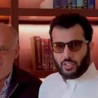 Captura del vídeo donde aparece Turki y Javier Tebas.