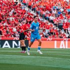 Arribas celebrando su gol con el Almería en Palma de Mallorca.