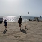 Un visitante llegando a la playa canina.