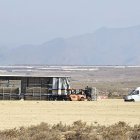 Tráiler en los terrenos donde ya ha comenzado el montaje del festival Dreambeach.