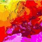 Imagen de archivo de un mapa de temperaturas.