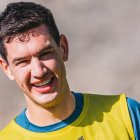 El mexicano en el entrenamiento de esta mañana con el equipo rojiblanco en Benahavís.