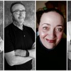 Fernando Martínez López, Antonio Ortega, Rosa Salvador y Alfonso Viciana, autores de ‘Relatos en Almería (I)’. Fotos: Rodrigo Valero / La Voz