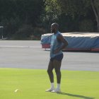 Koné en el entrenamiento del Almería en el Anexo.