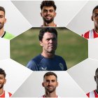 Parte del álbum de cromos del Almería hasta el mercado de invierno. 