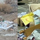 A la izquierda los vertidos en el camino de Majaica y a la derecha los vertidos en el Polígono Industrial.