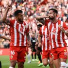 Leo Baptistao celebra su último gol en el Estadio de los Juegos Mediterráneos.