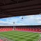 El Estadio de los Juegos Mediterráneos con el espectacular césped de invierno.