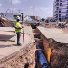 Obras de colocación de las tuberías necesarias para conectar los depósitos