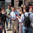 Candidatos del PSOE de Almería, cerca de su sede provincial.