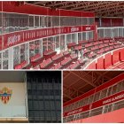 El nuevo aspecto de la Tribuna con los mensajes del Almería.