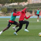 Primer entrenamiento de la semana del Almería.