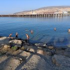 Baños a primera hora de la mañana un 9 de octubre en Almería.