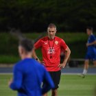 Garitano en su primer día en el Almería.