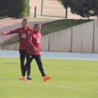 Gaizka Garitano en el Anexo con su segundo.