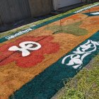 Detalle de una de las alfombras de Tíjola con un Indalo.