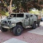 Vehículo de La Legión en el Parque de Las Almadrabillas este jueves.