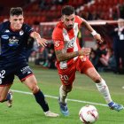 Álex Centelles hizo un gran encuentro contra el Deportivo. De sus botas salió el centro para el 2-1 de Leo Baptistao.