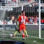 Sergio Arribas celebrando su gol en Cartagena a pase de Centelles.