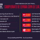 El panel de partidos de Copa donde aparece el Almería-Sevilla.