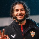 Luis Suárez al terminar el partido en A Malata, donde logró tres de los cuatro goles para el conjunto rojiblanco.