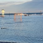 Situación de esta zona de Vera Playa este sábado tras el temporal.