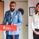 La alcaldesa de la ciudad con el CEO del Almería hablando de proyectos.