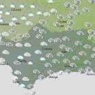 Mapa con la previsión de lluvia de Andalucía para el sábado.