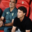 Rubi en el banquillo del Estadio de los Juegos Mediterráneos.