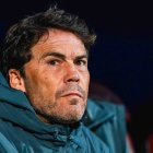 Rubi en el banquillo de Ipurúa antes de que comenzara el partido contra el Eibar.