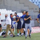 Francisco en su visita al Almería ganando con el Girona en el Play Off.