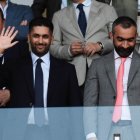 Mohammed Al-Khereiji y Mohamed El Assy en el palco del Mediterráneo para seguir el partido Almería 2-0 Racing de Santander.
