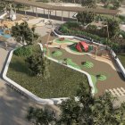 Vista aérea, en un render, del nuevo Parque de las Familias en Campohermoso.