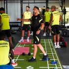 Álvaro Cano en la primera parte de la sesión del segundo día de concentración del Almería en Marbella.