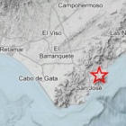 Imagen del terremoto producido en San José en la noche de este martes.
