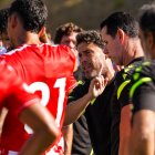 Rubi con el equipo en el último amistoso de la concentración en Marbella el pasado jueves.