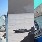 Tres fragmentos de los vídeos de ocho narcolanchas en Cabo de Gata.