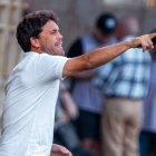 Rubi en la primera mitad del partido entre Cultural Leonesa y Almería.