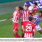 La acción más polémica de la noche en el 'José Zorrilla'. Aquí se pitó penalti de Bonini por mano.