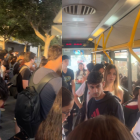 Autobuses colapsados de camino a la universidad.