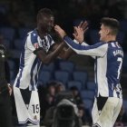 Umar Sadiq cuando entraba al campo en sustitución de Barrene. La Real Sociedad vuelve a contar con él.