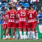 La celebración del gol de Federico Bonini en la primera parte después de un córner botado por Nico Melamed.