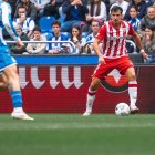 El lateral zurdo en el partido en La Coruña.