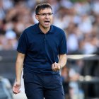 Garitano en sus últimos minutos como entrenador del Sporting de Gijón.