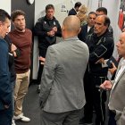 La reunión de urgencia que celebraron Ceuta y Almería tras suspenderse el partido en el Alfonso Murube.