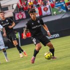 Nico Melamed en el Ceuta-Almería que solo se jugó la primera parte.